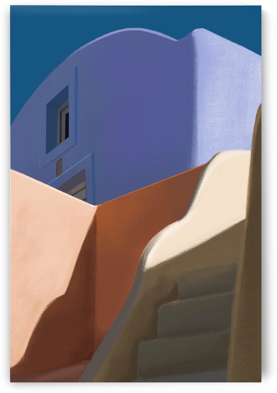 Pastel Streetscape - Santorini - Greece by Cosmic Soup