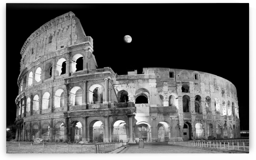 Ancient Rome in Black and White - Roman Colosseum at night by Stefano Senise Photography