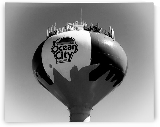 Ocean City Beach Ball Water Tower in Black and White by Bill Swartwout Photography