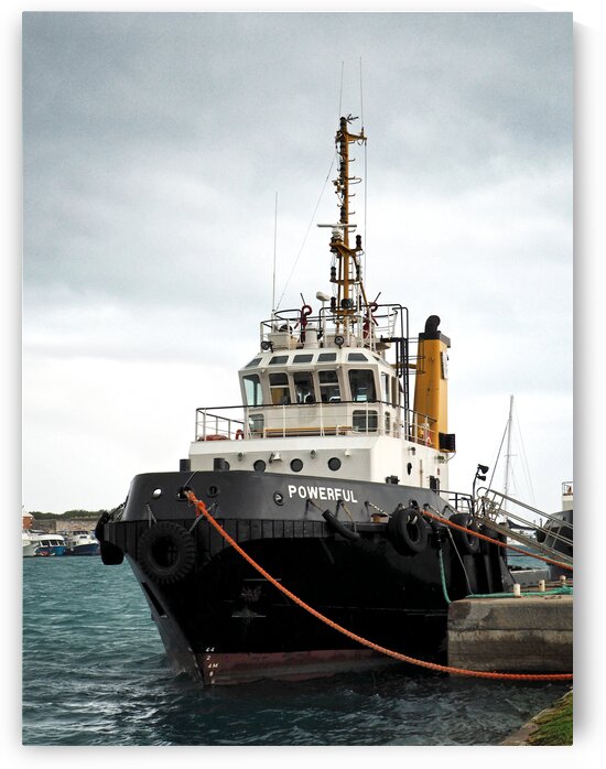Tugboat Powerful at Kings Wharf Bermuda by Bill Swartwout Photography