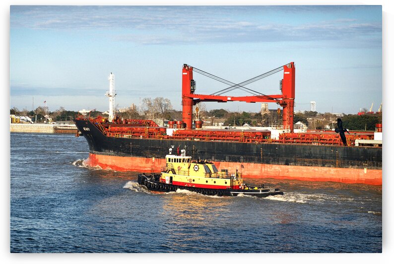 Ship Seas 1 Freighter w Tug Escort by Bill Swartwout Photography