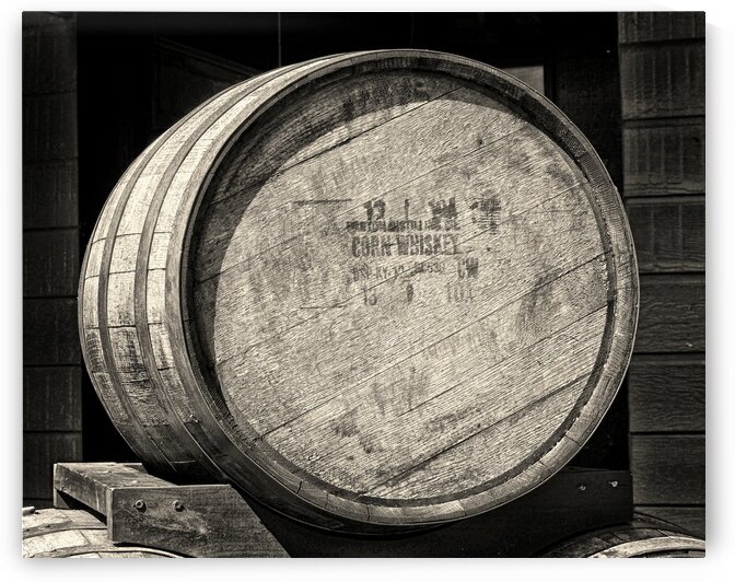 Corn Whiskey Barrel in Black and White by Bill Swartwout Photography