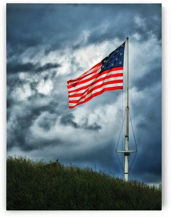 Americn Flag with Stormy Sky by Bill Swartwout Photography