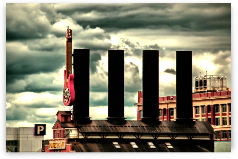 Baltimore Power Plant Guitar Stacks in Moody Red by Bill Swartwout Photography