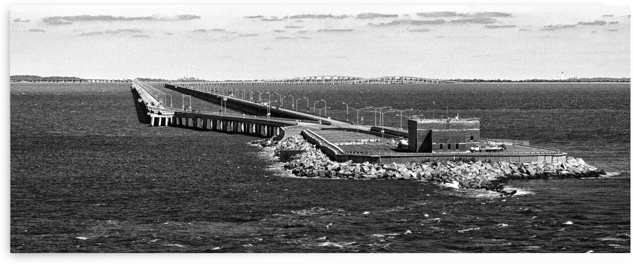 Chesapeake Bay Bridge Tunnel ESVA Black and White by Bill Swartwout Photography