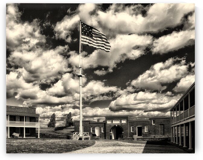 Fort McHenry Parade Ground and Storm Flag in Black and White by Bill Swartwout Photography