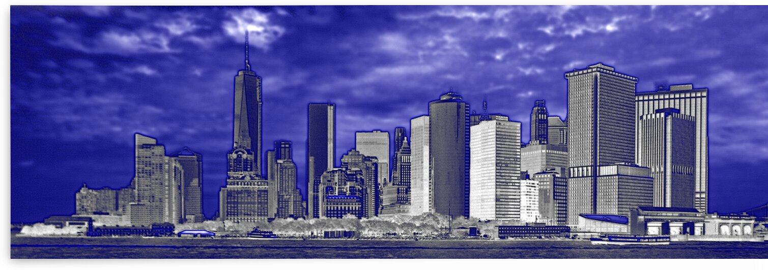 Manhattan Skyline NYC Blue Abstract by Bill Swartwout Photography