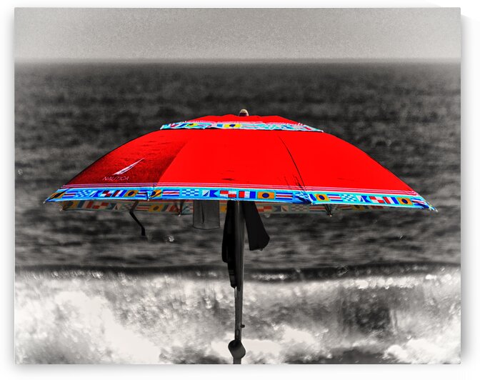 Red Umbrella on the Beach by Bill Swartwout Photography