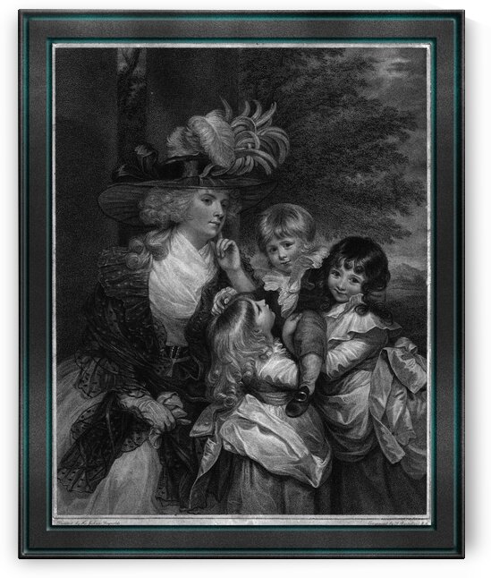 Lady Smith and her Children by Engraver Francesco Bartolozzi Fine Art Old Masters Reproduction by xzendor7