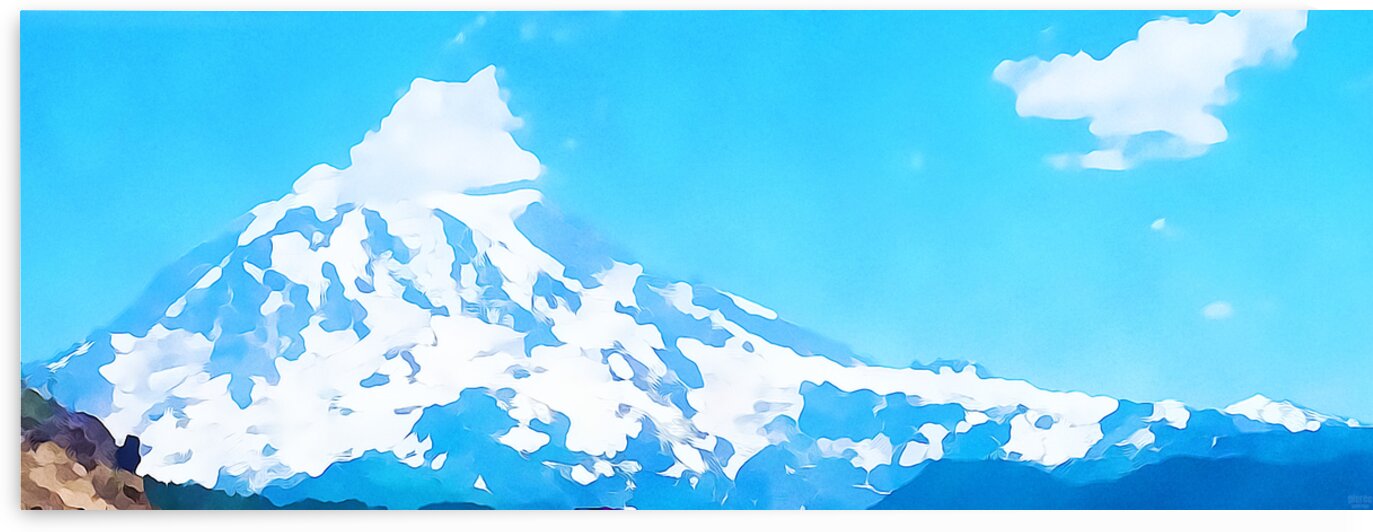 mt ranier art blue sky by Pierce Anderson