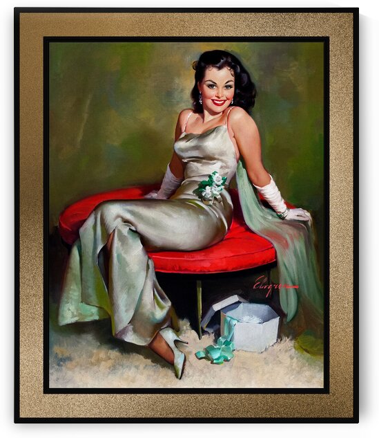 The Emerald Corsage by Gil Elvgren Pin-Up Girl Vintage Artwork by xzendor7