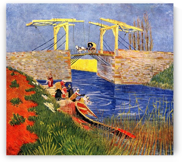 The Langlois Bridge at Arles with Women Washing by Van Gogh