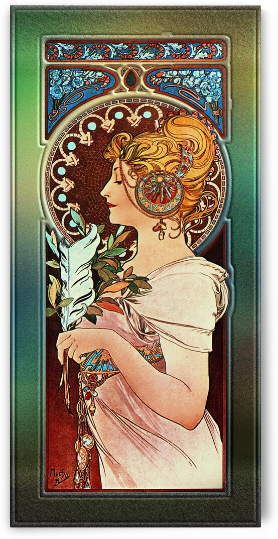 The Pen by Alphonse Mucha Art Nouveau Vintage Old Masters Reproduction by xzendor7