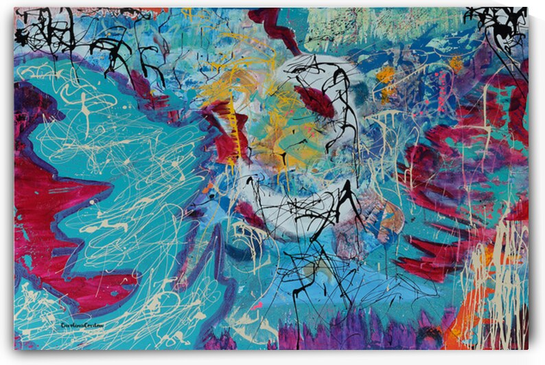 GALACTIC LANDSCAPE: Original Acrylic Painting by Carolina Cordon Reproduced by ByZo Art by By:Zo Art Print Collection   by Maria Desnoyers