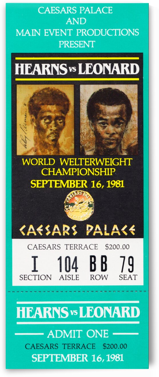 1981 Leonard vs. Hearns Boxing Ticket Canvas by Row One Brand