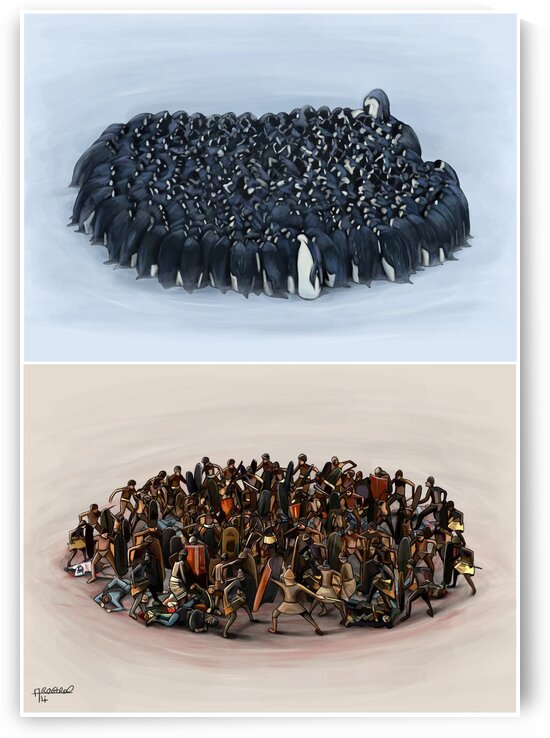 Penguins and humans by Alirastroo