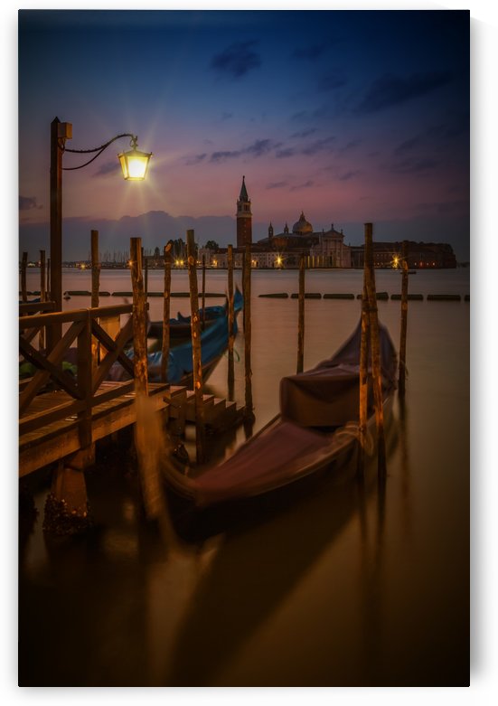 VENICE Gondolas during Blue Hour by Melanie Viola