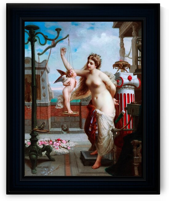 Venus Weighs Cupid Against A Butterfly by Henri-Pierre Picou Old Masters Classical Art Reproduction by xzendor7