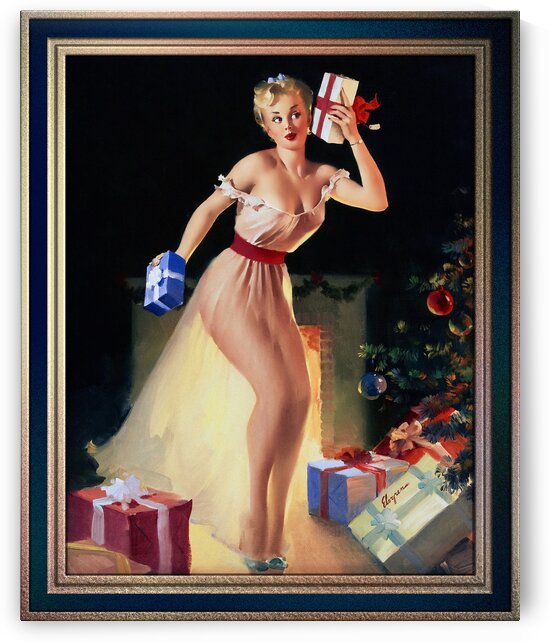A Christmas Eve by Gil Elvgren Pin-Up Girl Vintage Artwork by xzendor7