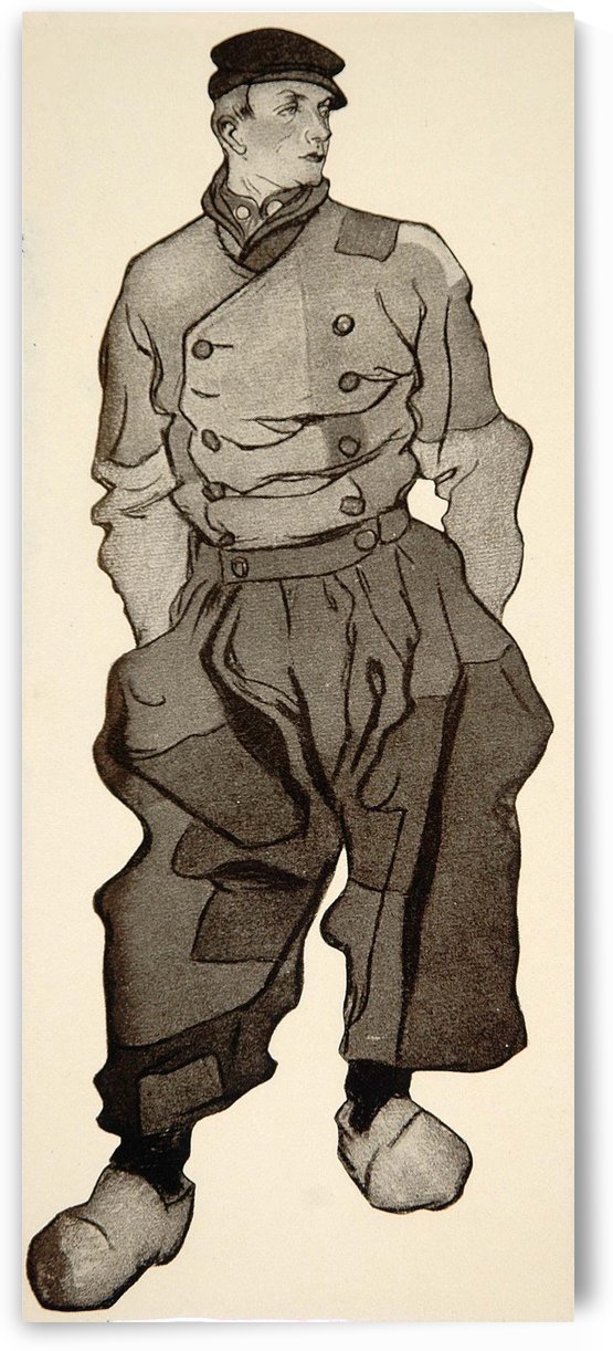 1913 Dutch Man Wooden Shoes Edward Penfield Mini Poster by VINTAGE POSTER