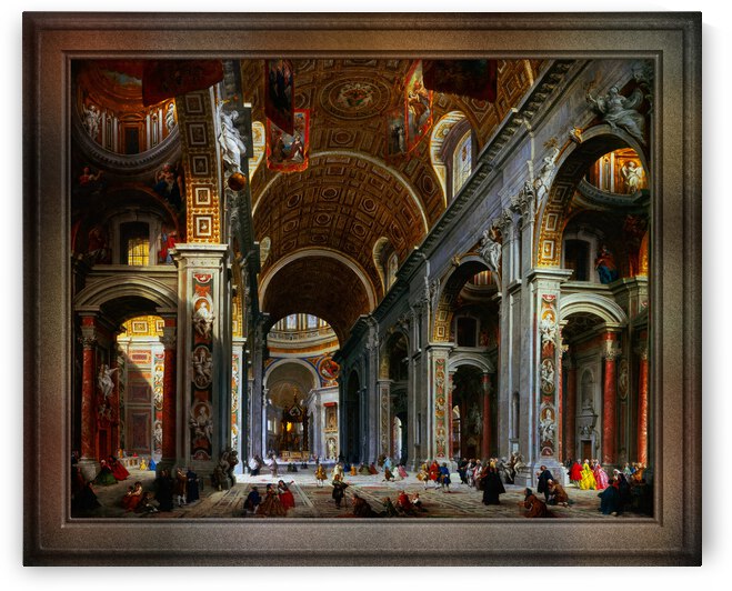 Interior of St. Peters Basilica Rome by Giovanni Paolo Panini Old Masters Fine Art Reproduction by xzendor7