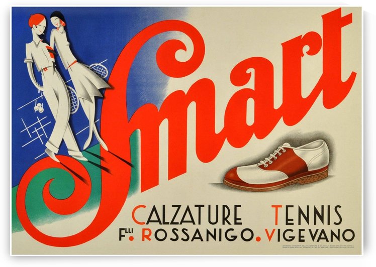 Original Vintage Art Deco Advertising Poster for Smart Calzature Tennis Shoes by VINTAGE POSTER