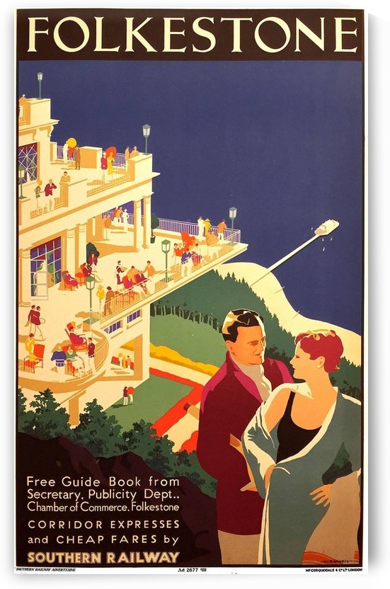 English Art Deco Period Travel Poster for Folkestone by Danvers 1934 by VINTAGE POSTER