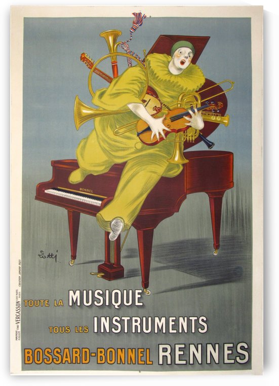 Musique Instruments Rennes Lotti Art Deco Original Stone Lithograph Vintage Poster by VINTAGE POSTER