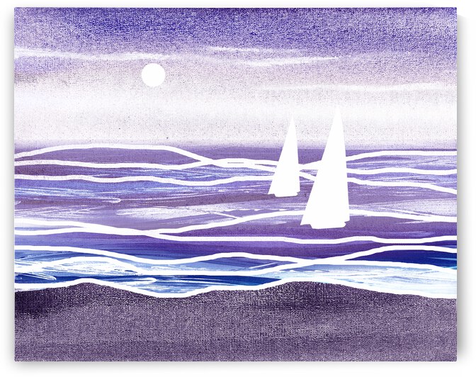 Beach House Art Sailboats At The Ocean Shore Seascape Painting X by Irina Sztukowski