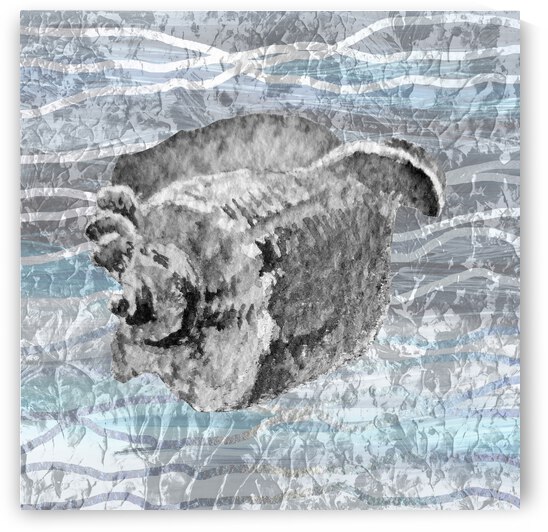 Silver Gray Seashell On Ocean Shore Waves And Rocks I by Irina Sztukowski