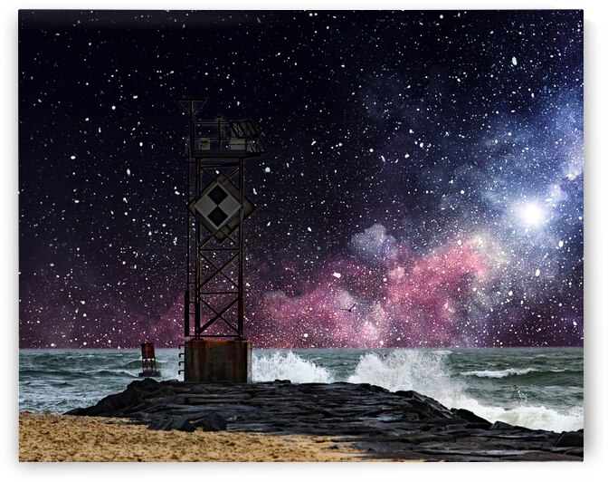 Ocean City Inlet Jetty with Simulated Night Sky by Bill Swartwout Photography