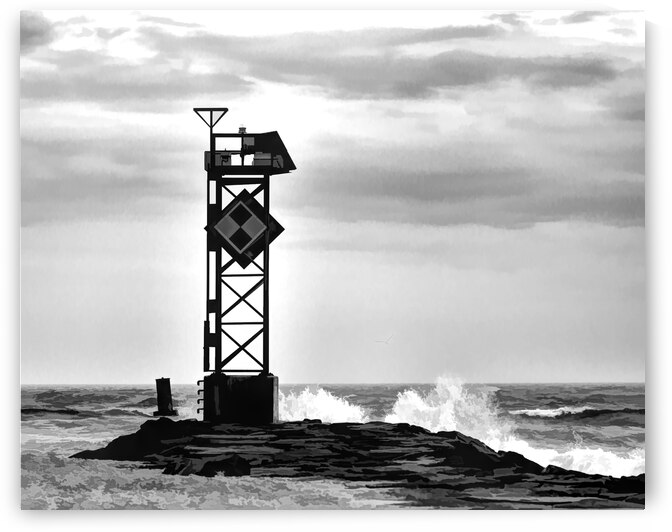 Ocean City Inlet Jetty in Black and White by Bill Swartwout Photography
