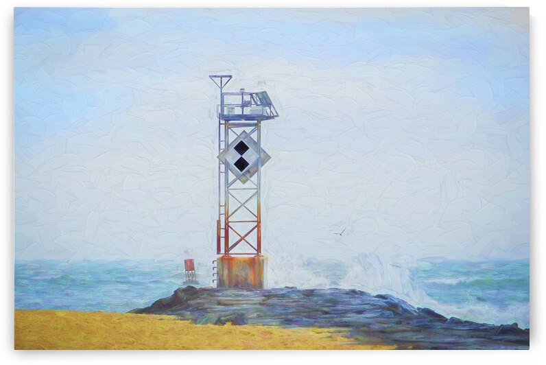 Ocean City Inlet Jetty Light Marker Impressionistic by Bill Swartwout Photography