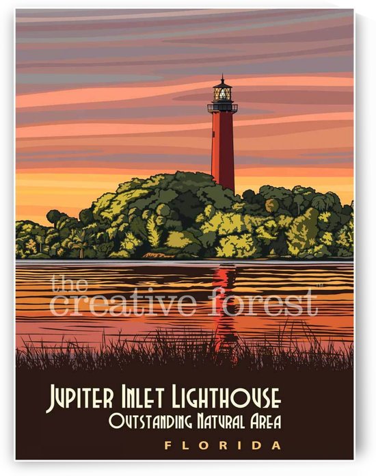Jupiter Inlet Lighthouse, Vintage Florida Travel Reproduction by VINTAGE POSTER