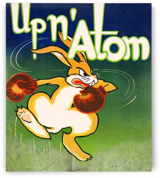 Vintage Up N Atom Boxing Bunny Cartoon Art by Row One Brand