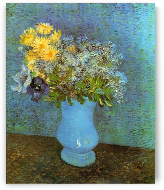 Vase with Lilacs Daisies and Anemones by Van Gogh