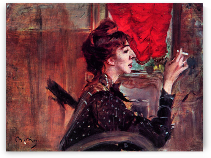 The red curtain by Giovanni Boldini