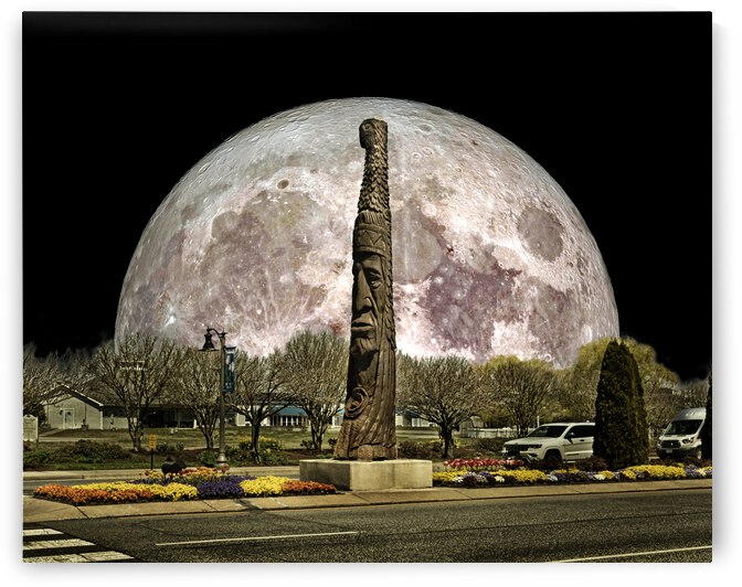 Bethany Beach Totem under a Full Moon by Bill Swartwout Photography