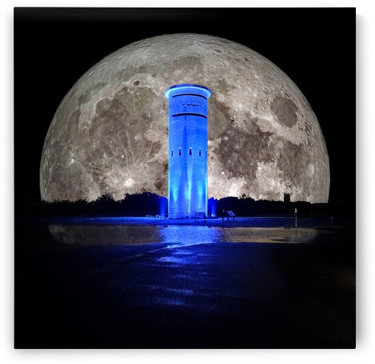 Fire Control Tower 3 Cobalt Blue in a Full Moon by Bill Swartwout Photography