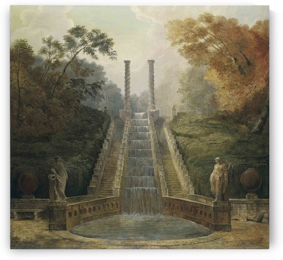 The Cascade in the Gardens of the Teatro dell Acqua behind the Villa Aldobrandini by Hubert Robert