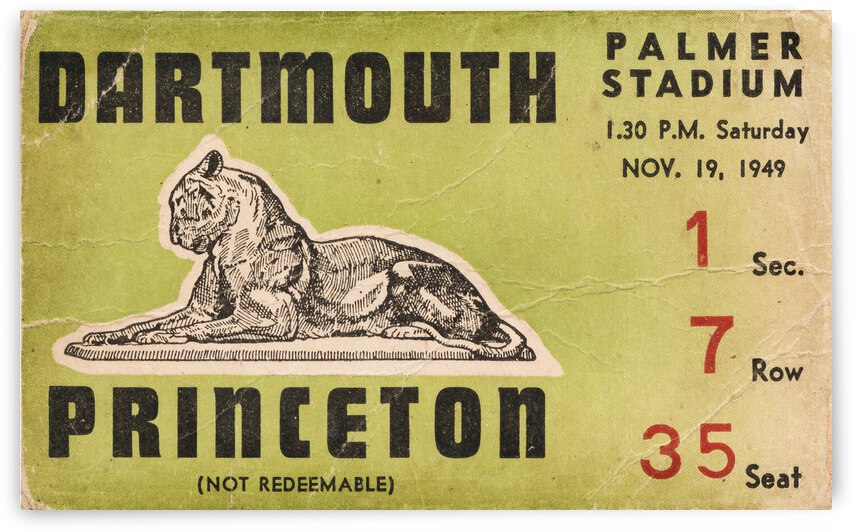 1949 Dartmouth vs. Princeton Football Ticket Canvas by Row One Brand