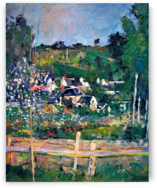 Village behind the view of Auvers sur Oise The Fence by Cezanne