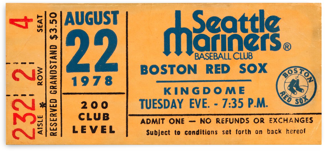 1978 Seattle Mariners Baseball Ticket Canvas Art by Row One Brand