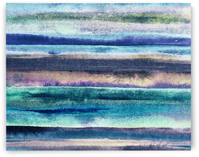 Ocean And Sea Beach Coastal Art Organic Watercolor Abstract Lines VII by Irina Sztukowski
