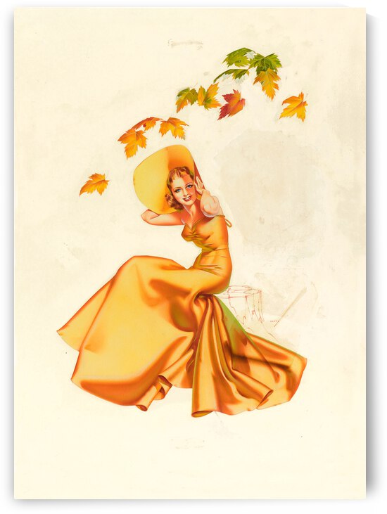 Woman with Fall Leaves by vintagesupreme