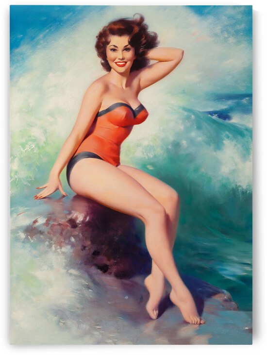 Summer Girl on Ocean Wave by vintagesupreme