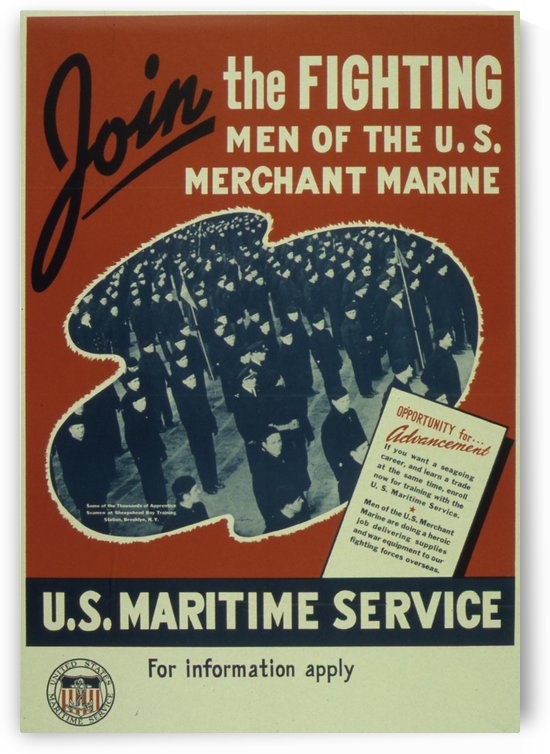 Join the Fighting Men of The US Merchant Marine by VINTAGE POSTER