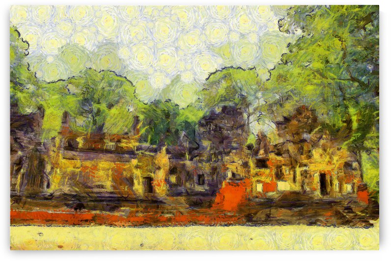 CAMBODIA Angkor Wat oil painting in Vincent van Gogh style. 135 by Cambodia painting