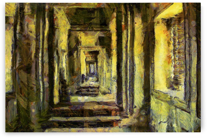 CAMBODIA Angkor Wat oil painting in Vincent van Gogh style. 140 by Cambodia painting