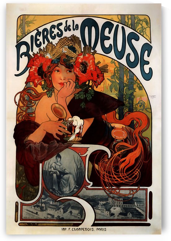 Bieres de la Meuse by Alphonse Mucha by VINTAGE POSTER